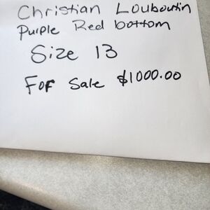 Christian Louboutin Purple Red Bottom size 13 shoes for sale $1000.00.